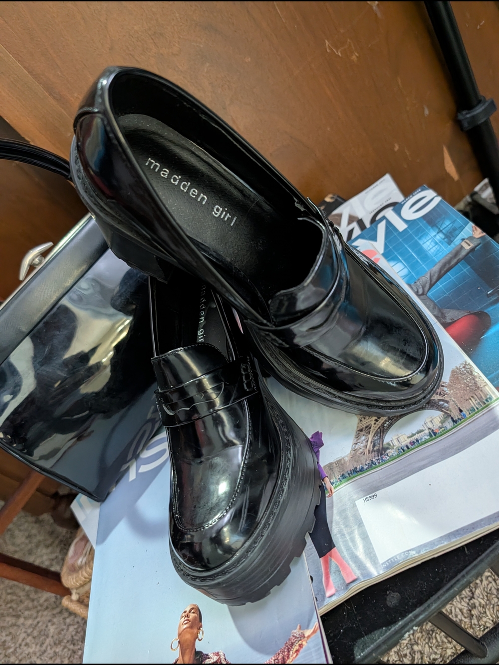 Madden Girl Black Patent Platform Loafers